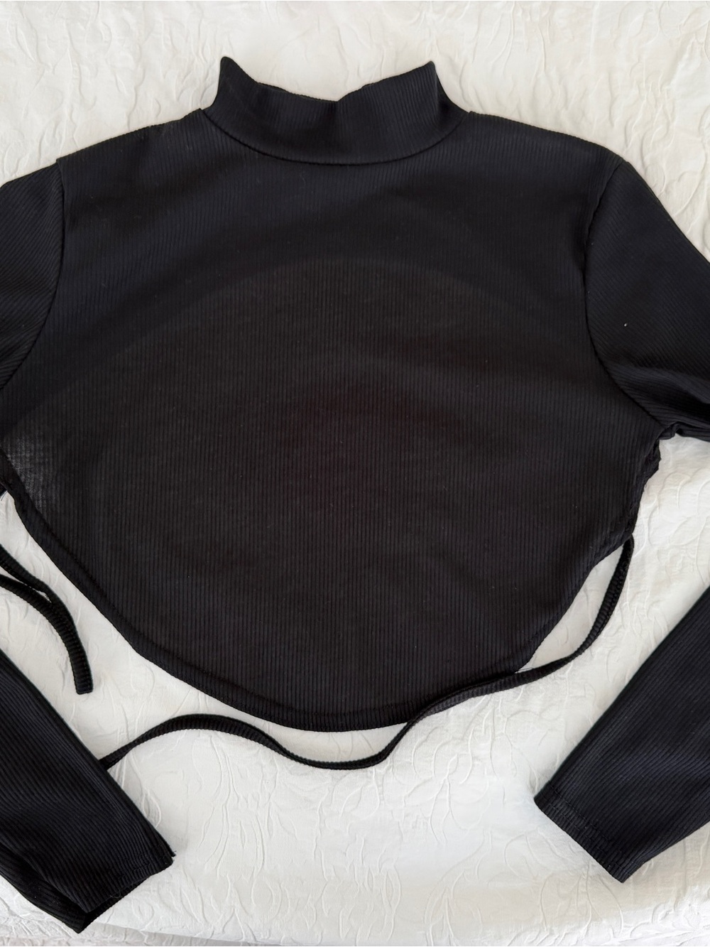 Rib High Neck and Open Back Crop Top